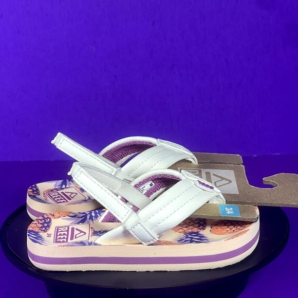 REEF Toddler Girls White/ Pink White Ahi Slingback Sandals Shoe Size 3/4-NEW - Picture 1 of 6